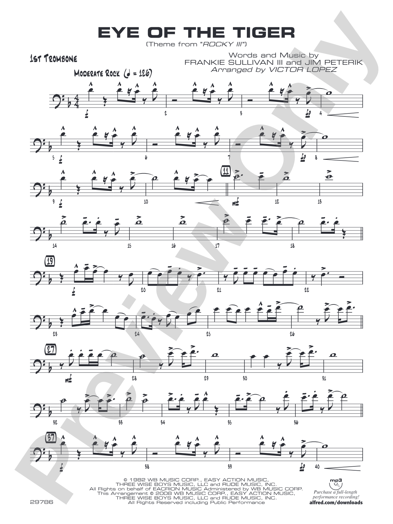Eye of the Tiger: 1st Trombone