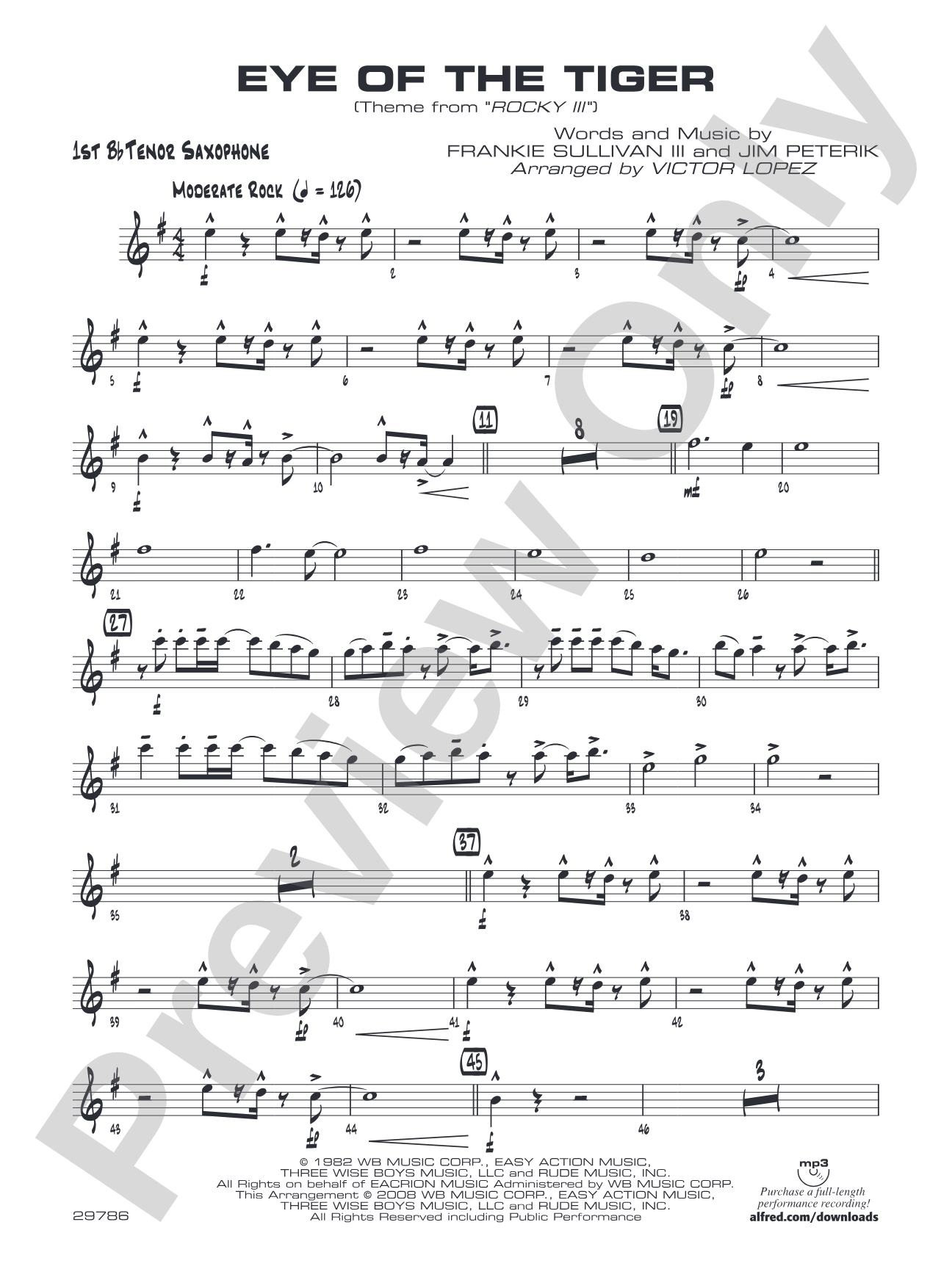 Eye of the Tiger: B-flat Tenor Saxophone