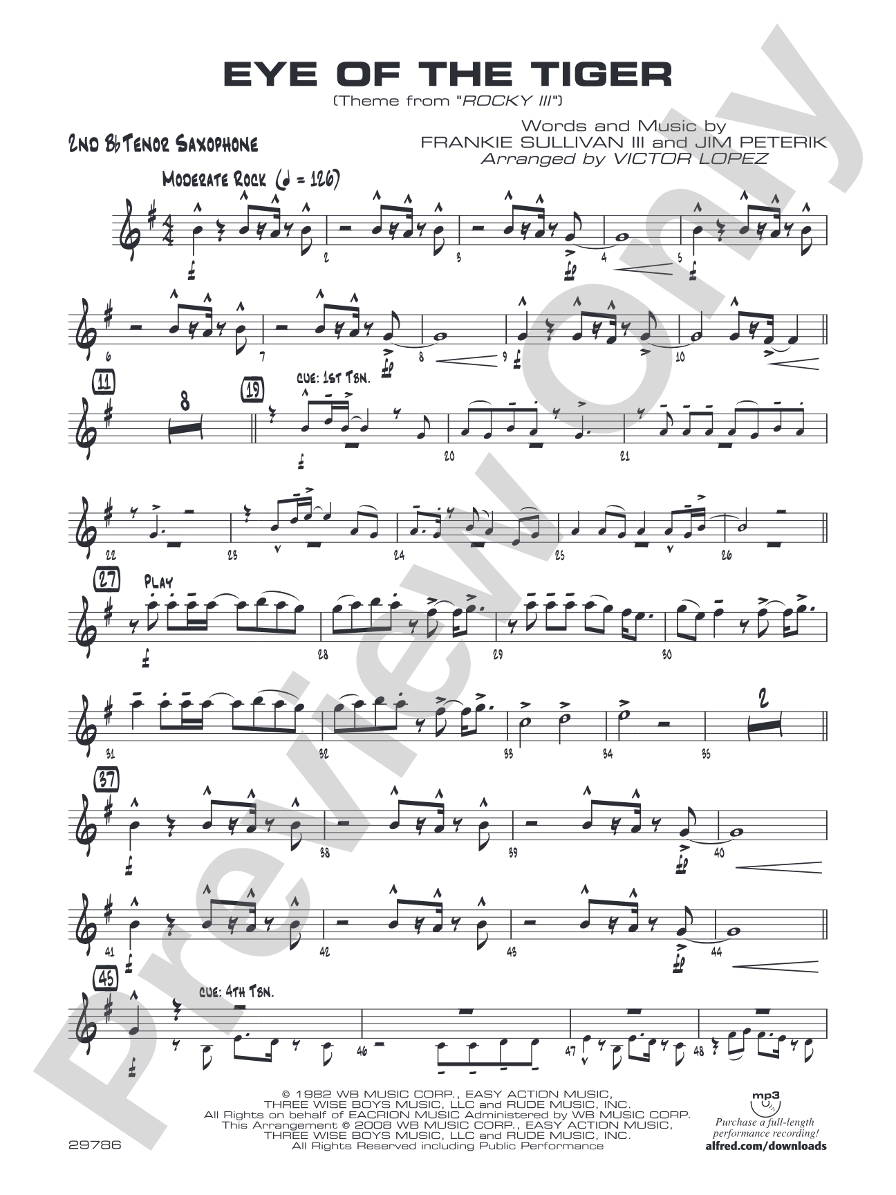 Eye of the Tiger: 2nd B-flat Tenor Saxophone