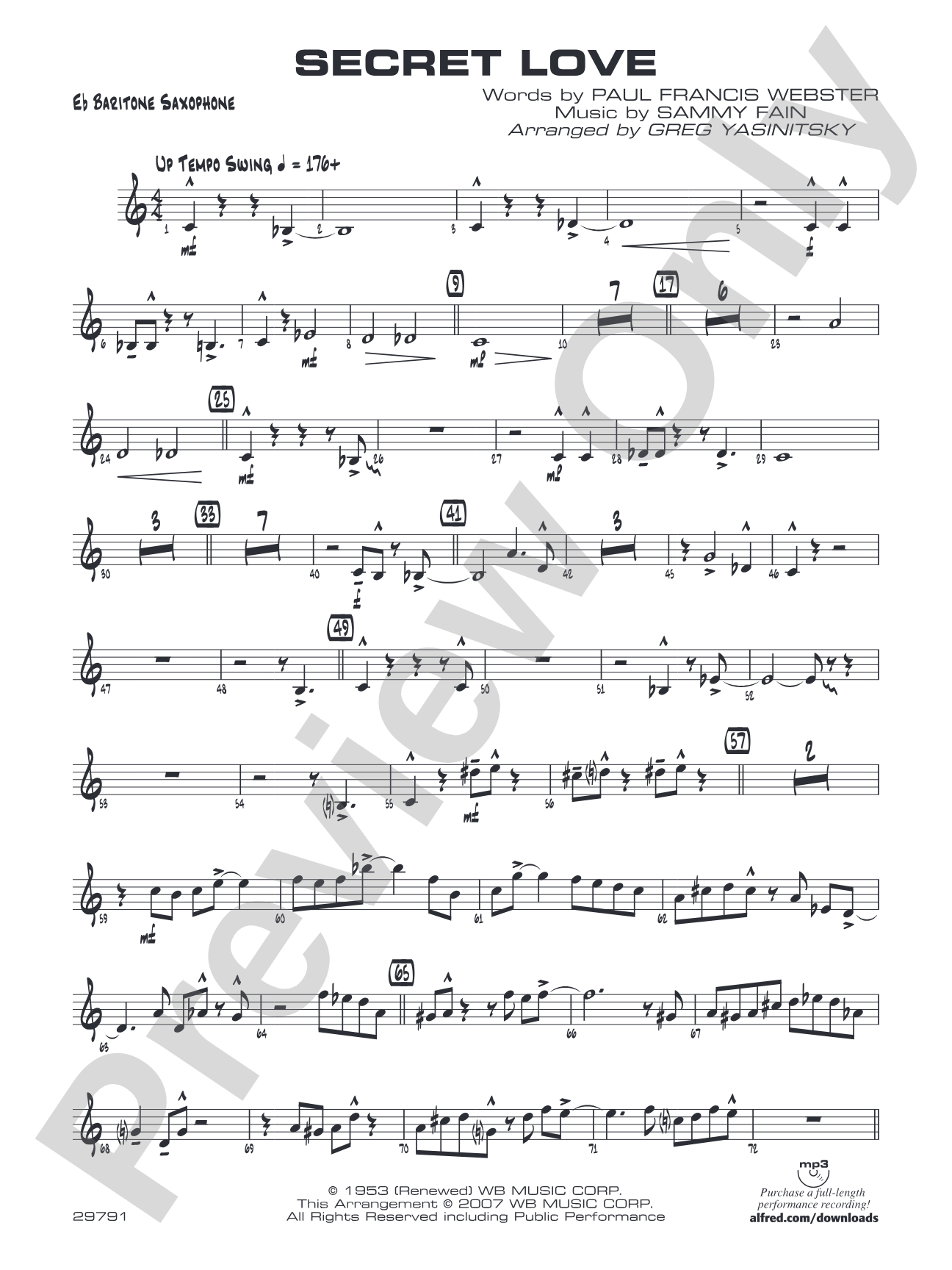 Secret Love: E-flat Baritone Saxophone