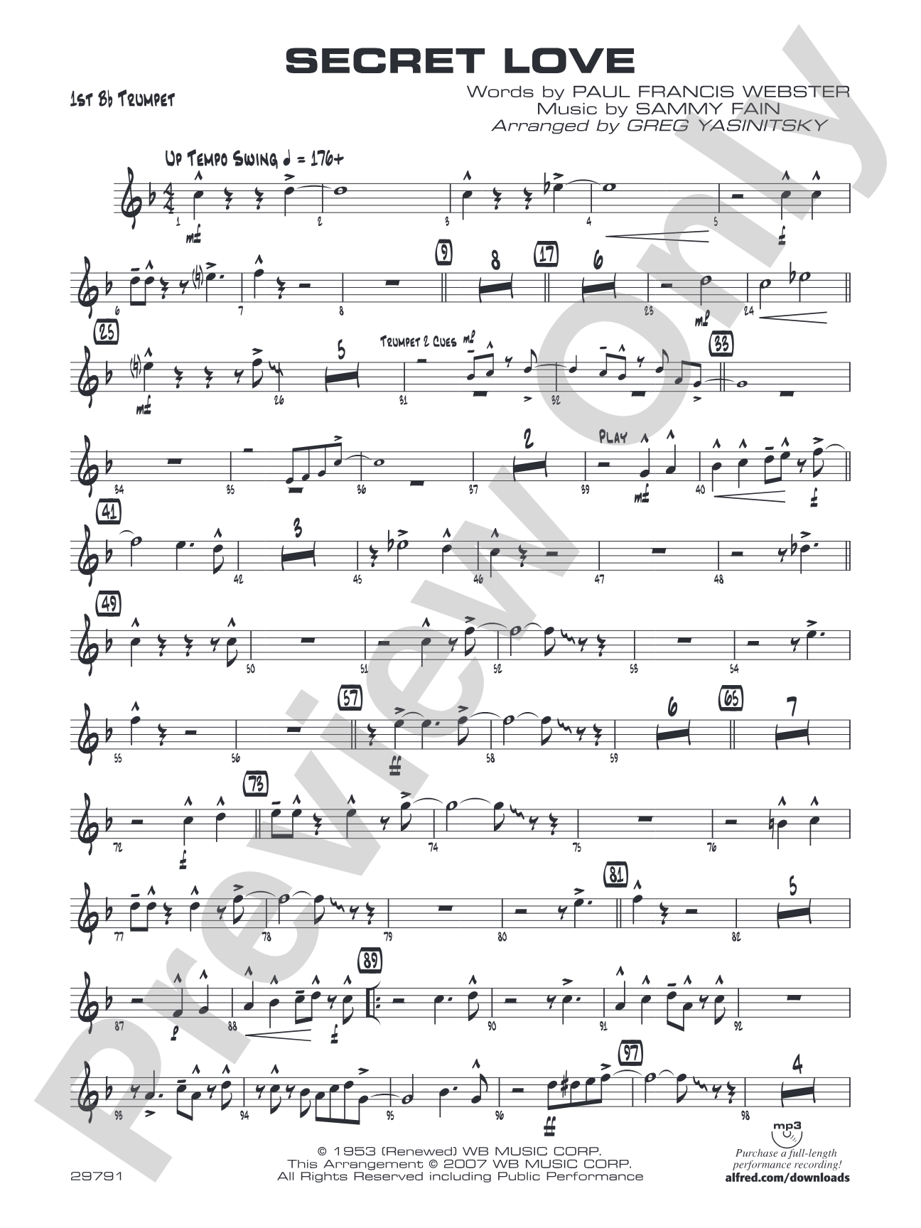 Secret Love: 1st B-flat Trumpet