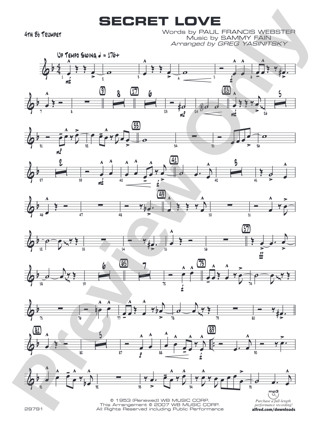 Secret Love: 4th B-flat Trumpet