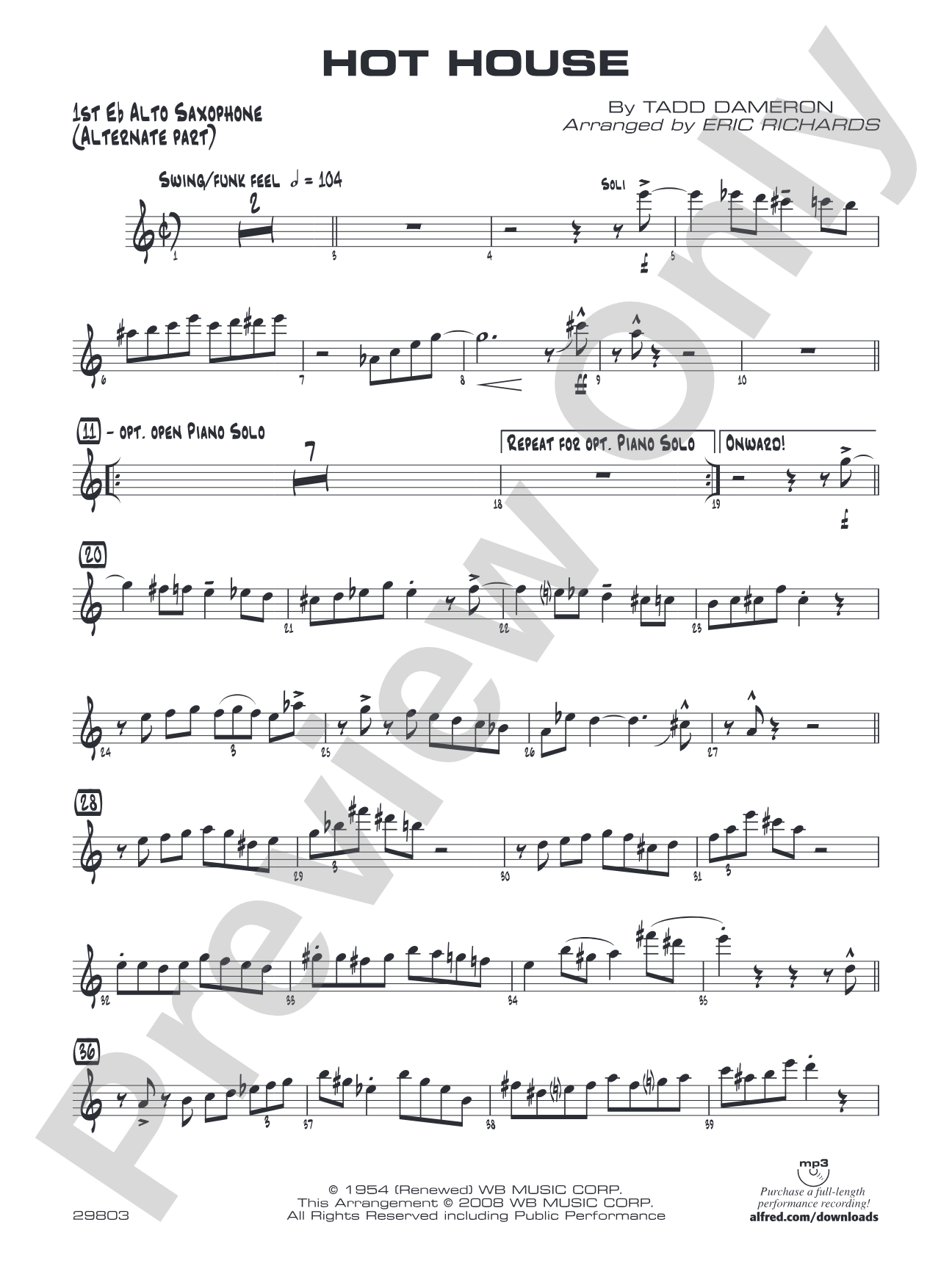 Hot House: E-flat Alto Saxophone