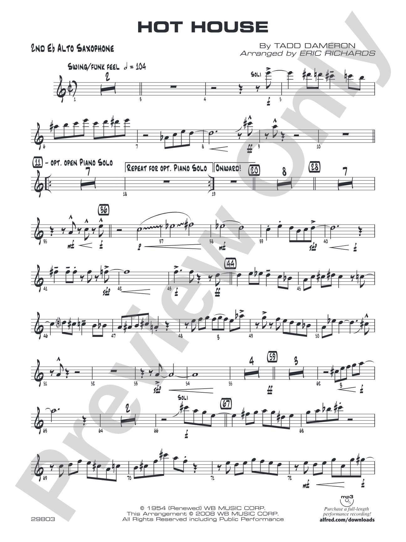 Hot House: 2nd E-flat Alto Saxophone