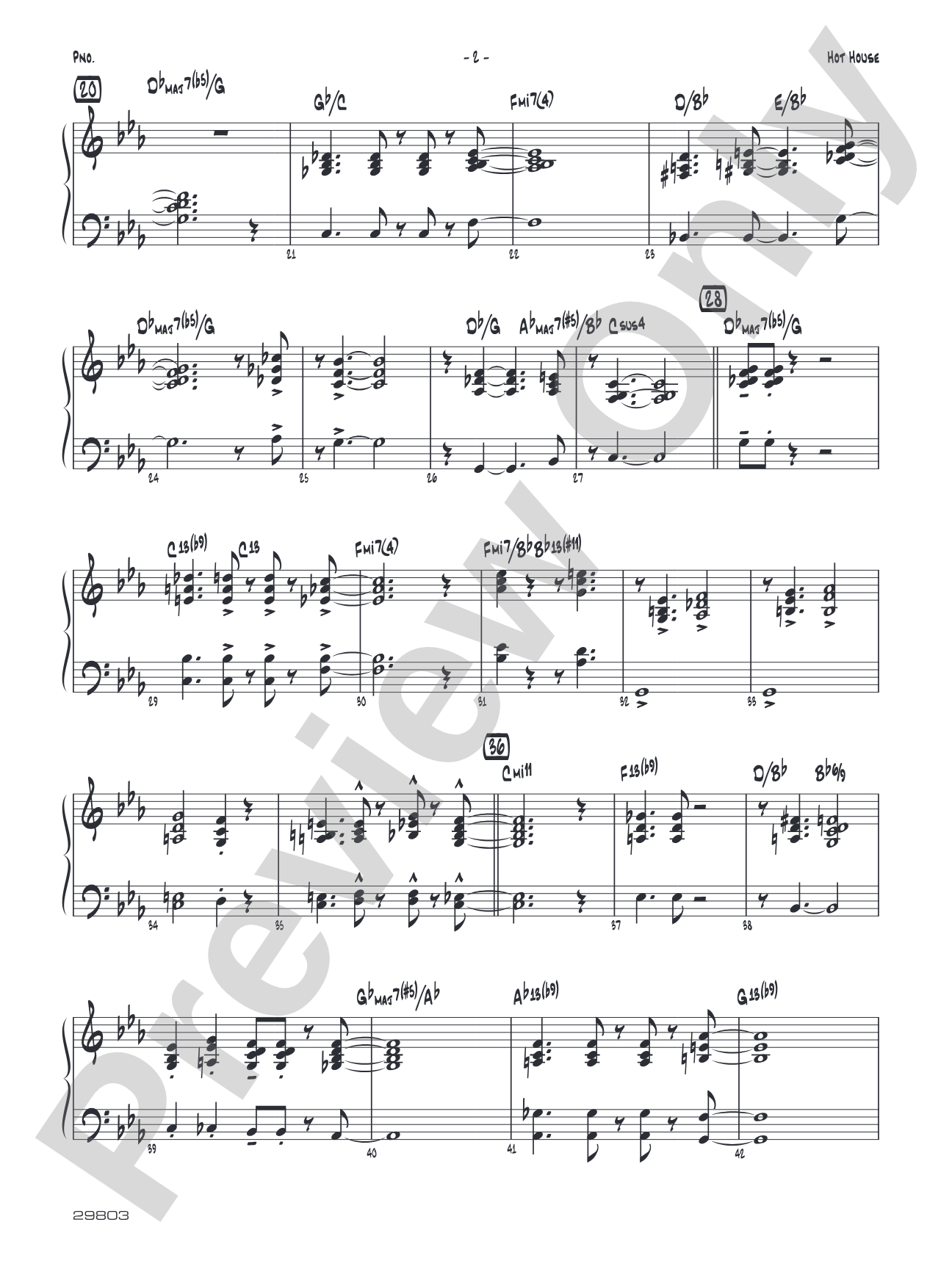 Hot House: Piano Accompaniment