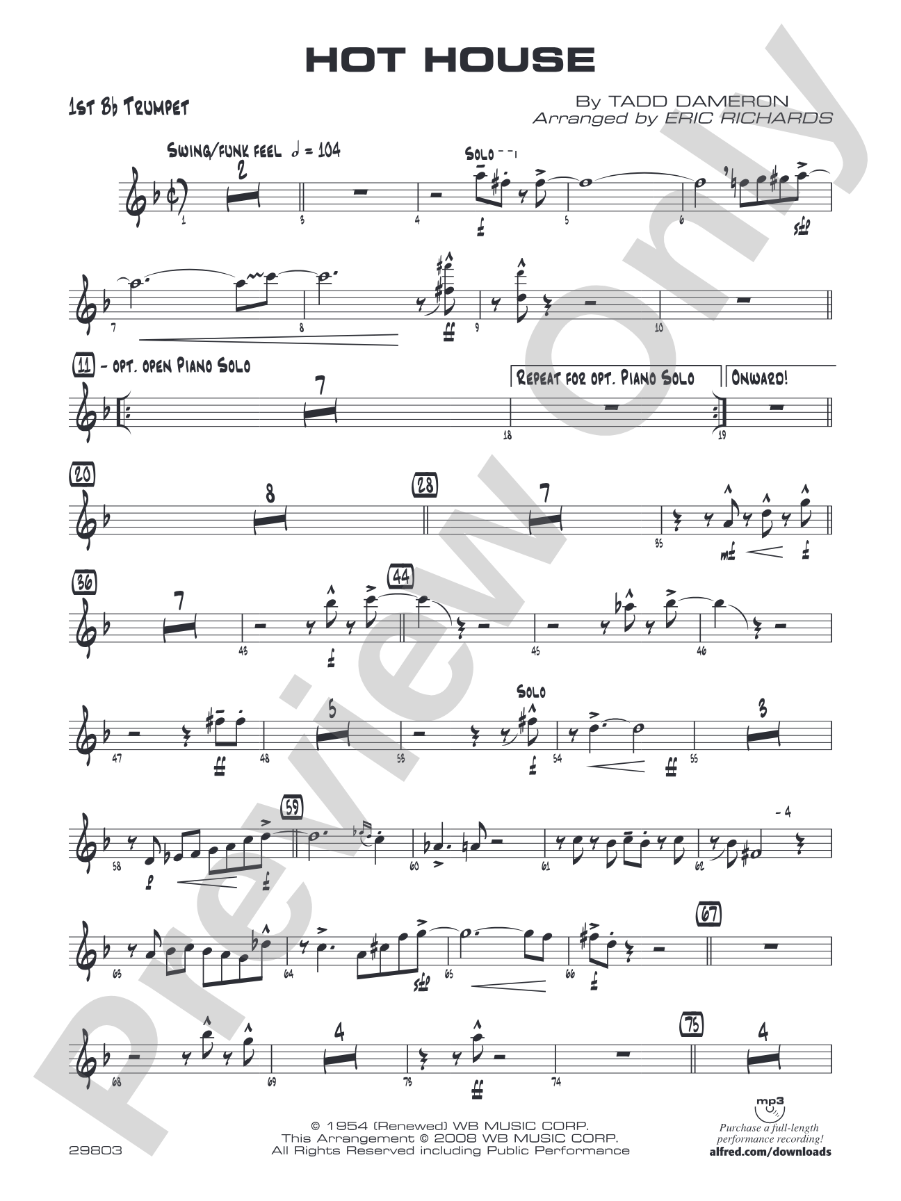 Hot House: 1st B-flat Trumpet