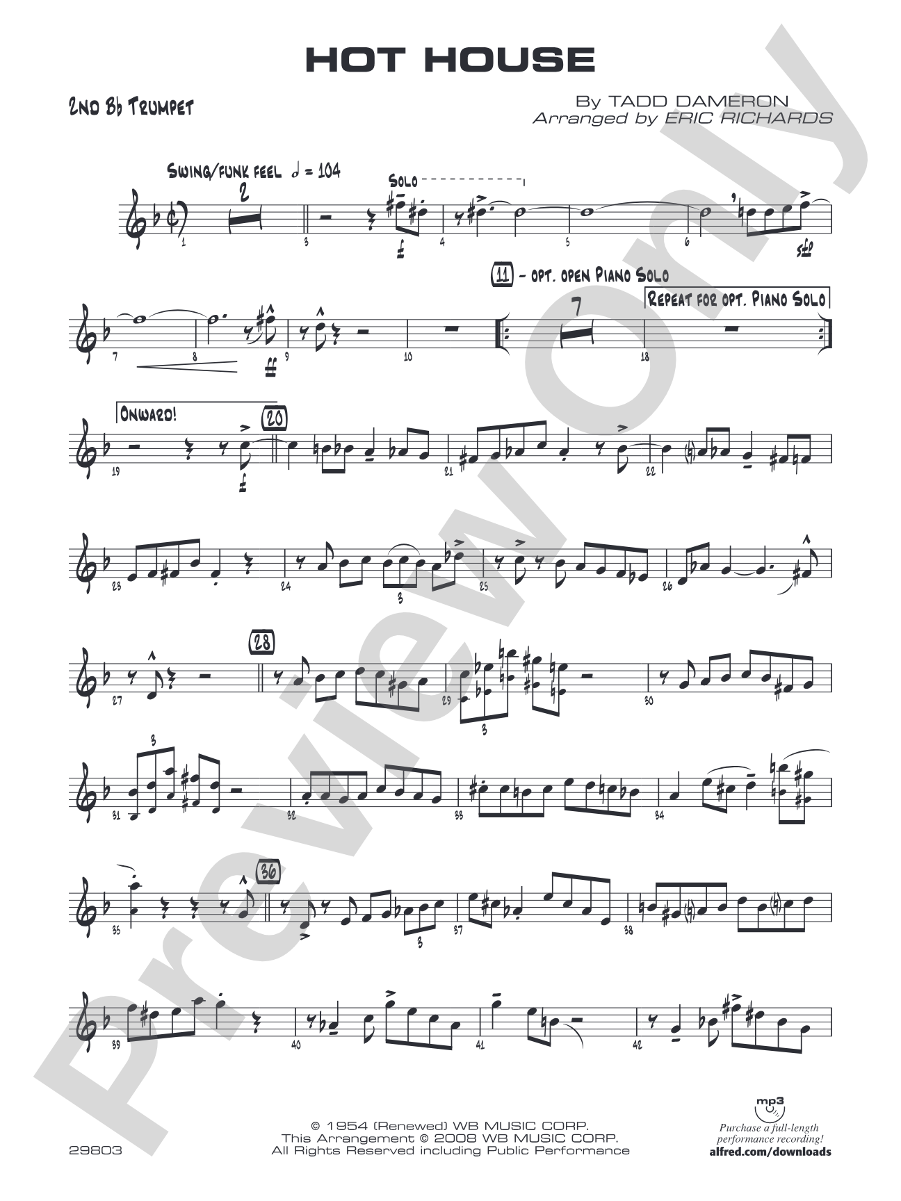 Hot House: 2nd B-flat Trumpet