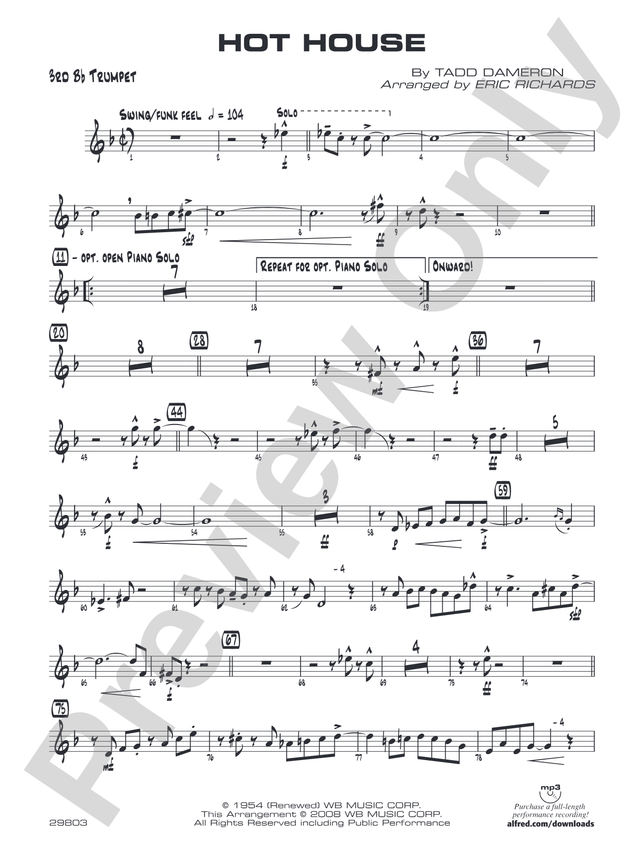 Hot House: 3rd B-flat Trumpet