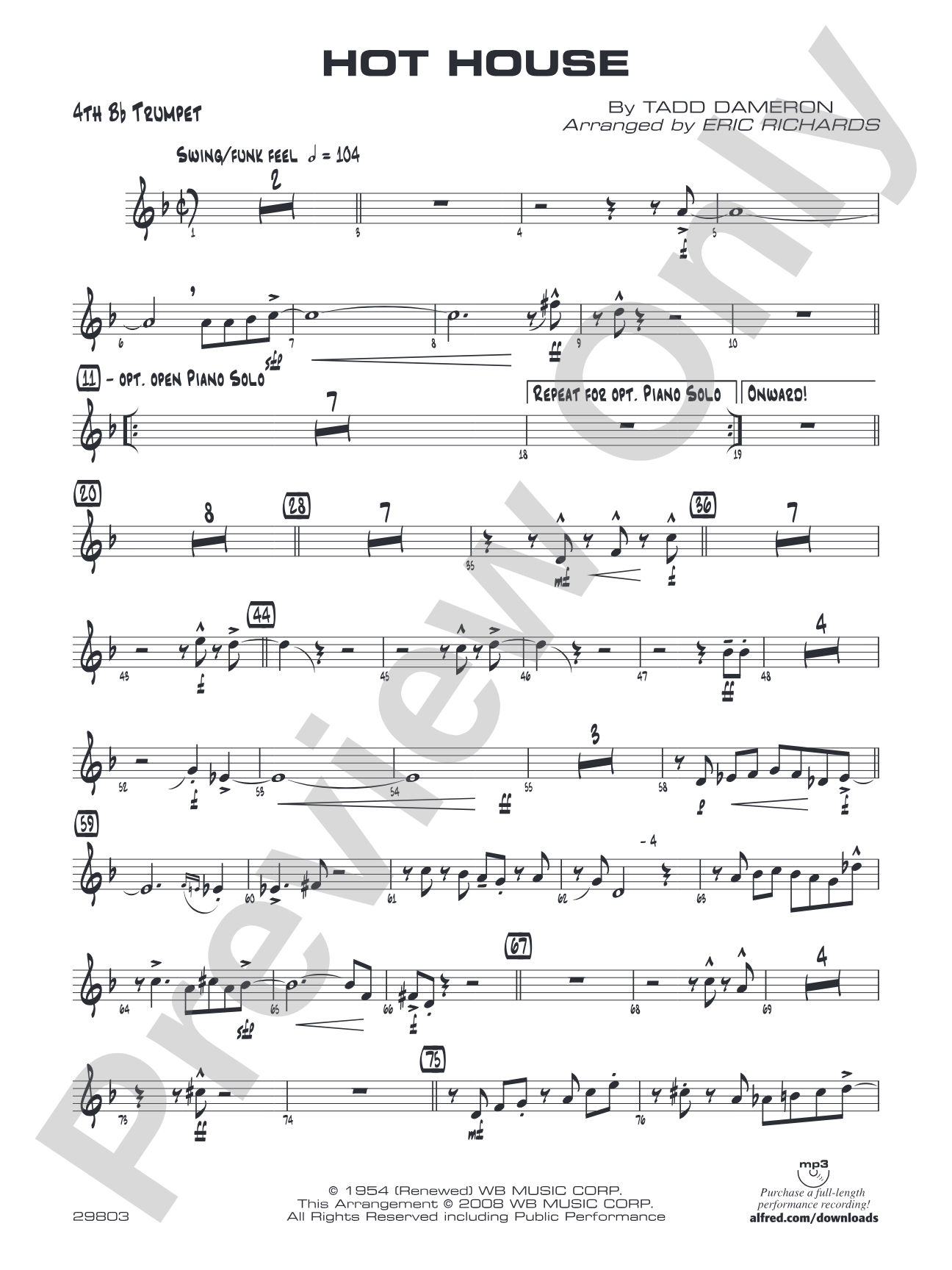 Hot House: 4th B-flat Trumpet