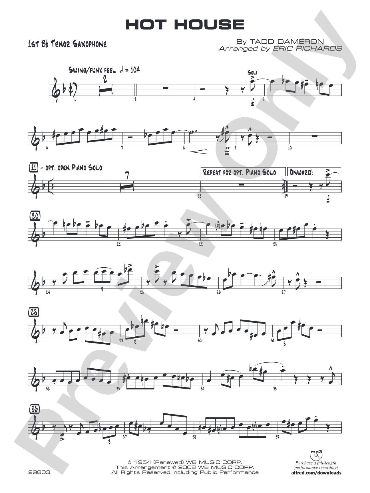 Hot House: B-flat Tenor Saxophone