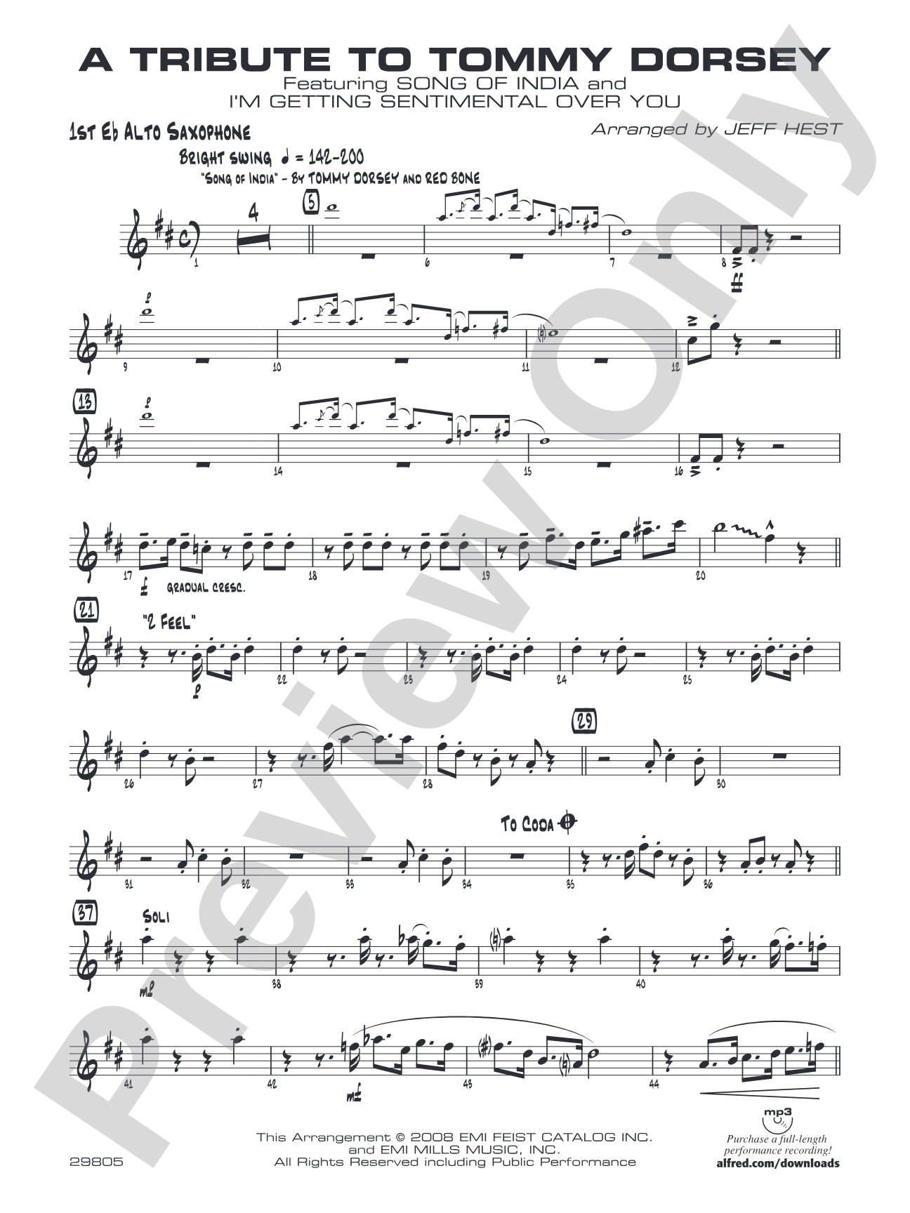 A Tribute to Tommy Dorsey: E-flat Alto Saxophone