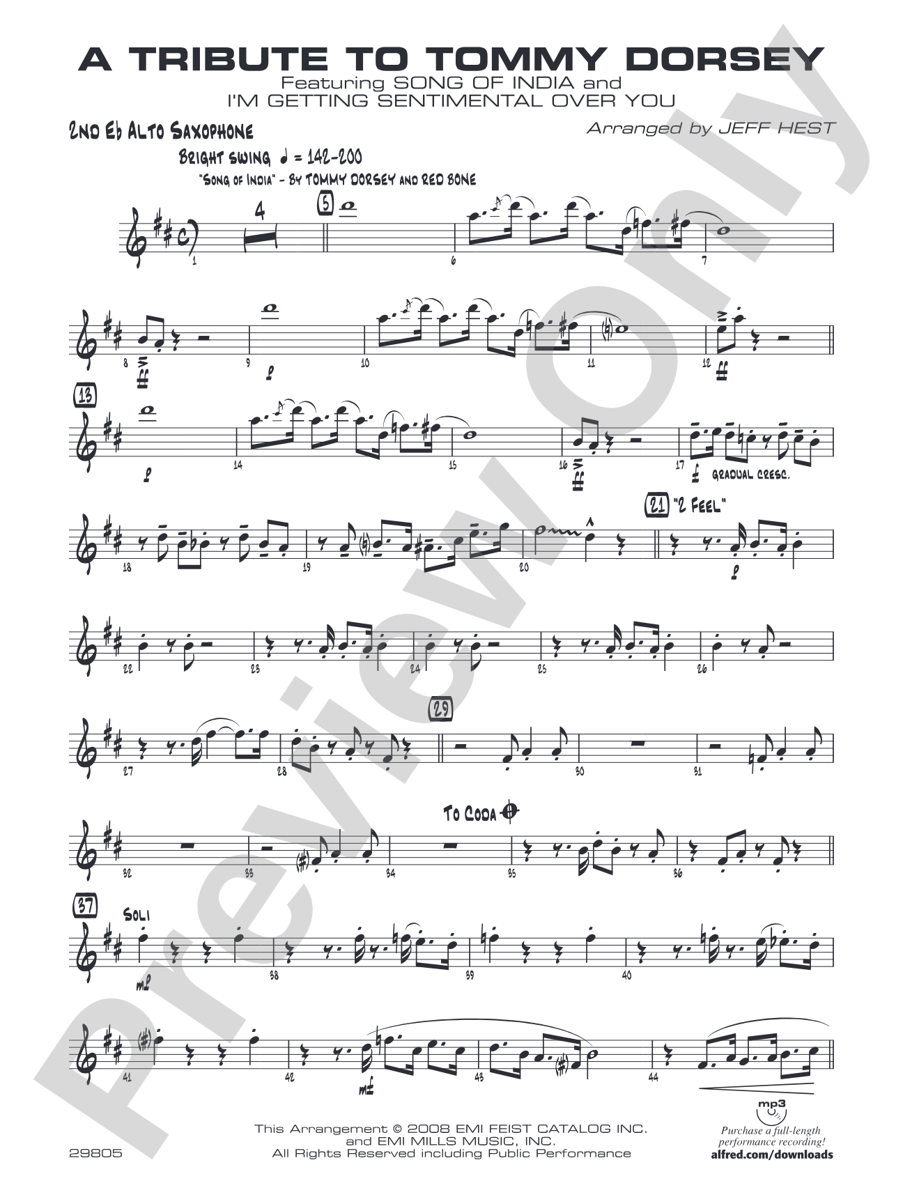 A Tribute to Tommy Dorsey: 2nd E-flat Alto Saxophone