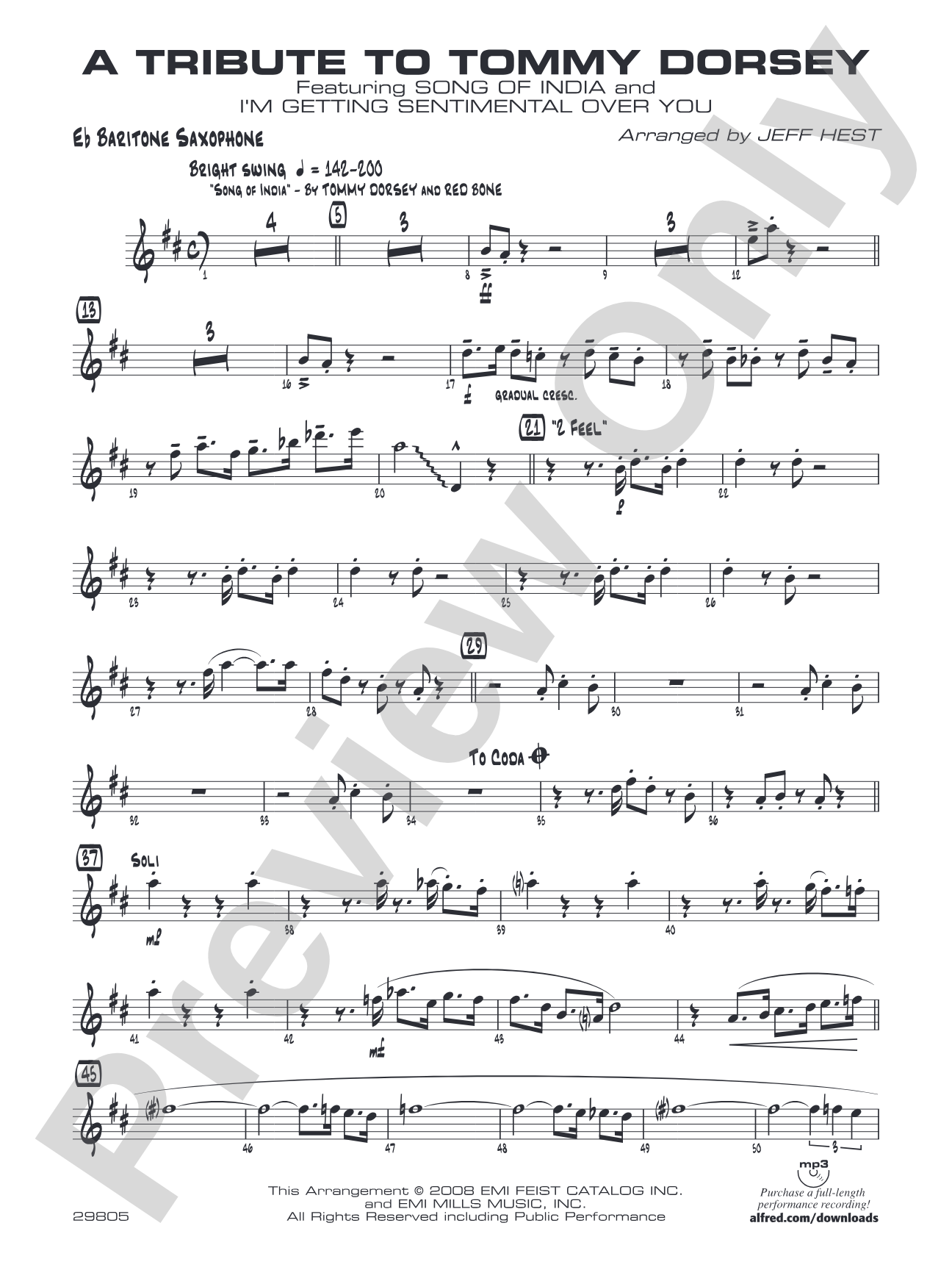 A Tribute to Tommy Dorsey: E-flat Baritone Saxophone