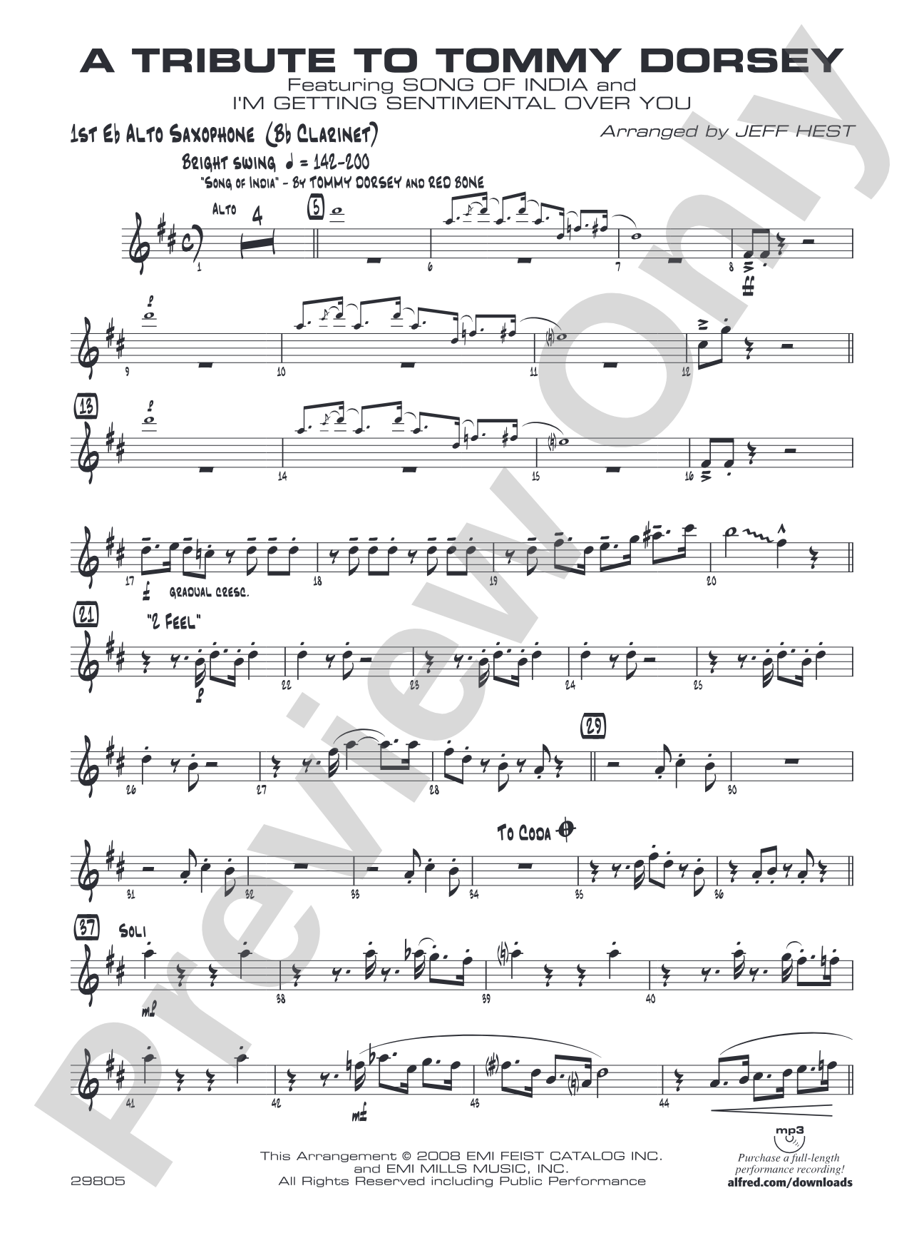A Tribute to Tommy Dorsey: 1st B-flat Clarinet