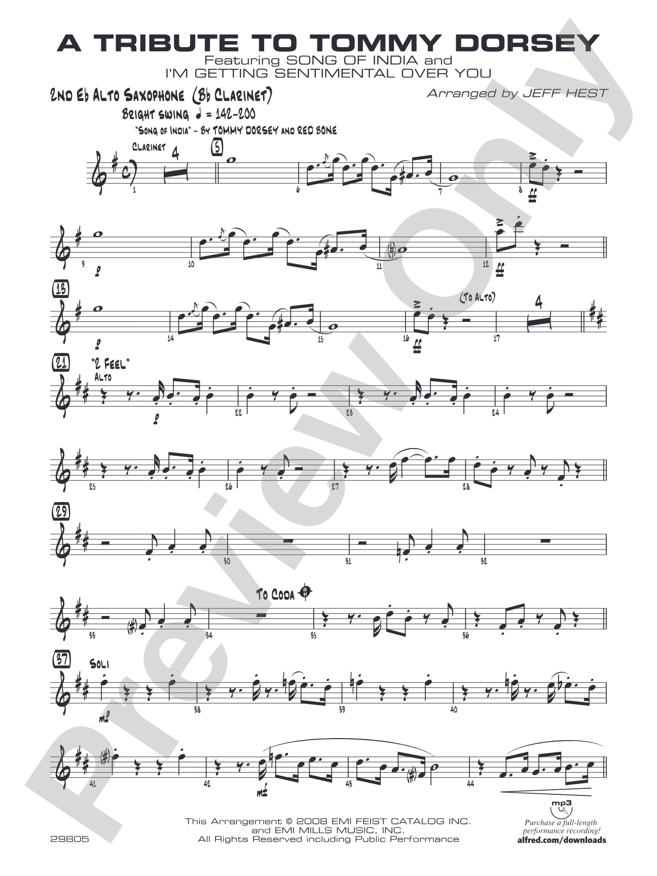 A Tribute to Tommy Dorsey: 2nd B-flat Clarinet