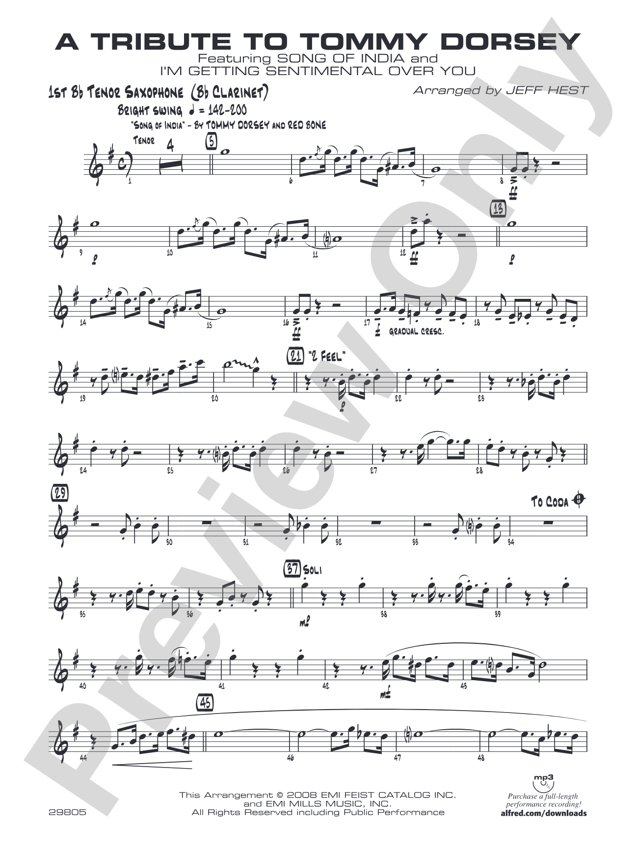 A Tribute to Tommy Dorsey: 3rd B-flat Clarinet