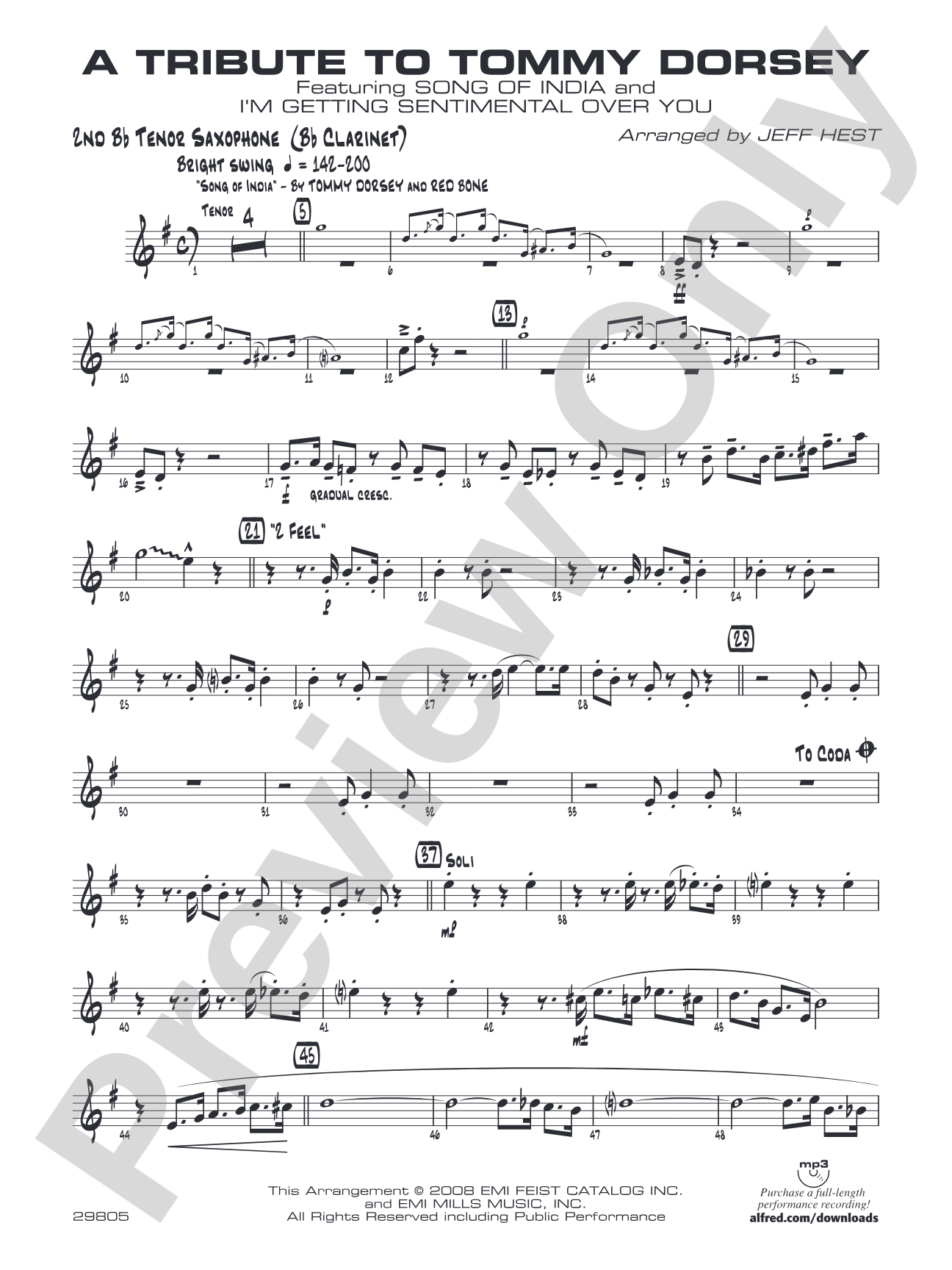 A Tribute to Tommy Dorsey: 4th B-flat Clarinet