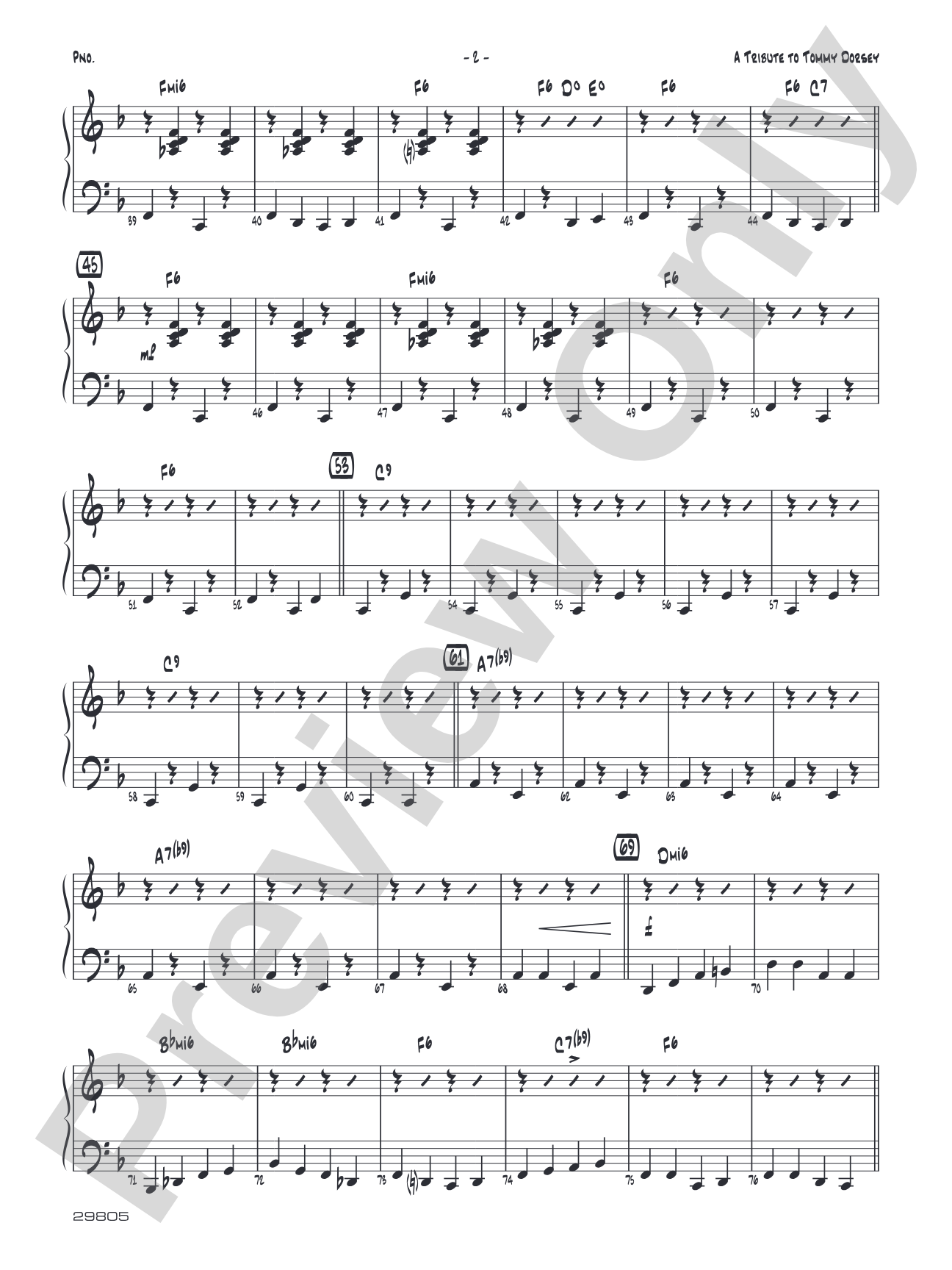 A Tribute to Tommy Dorsey: Piano Accompaniment