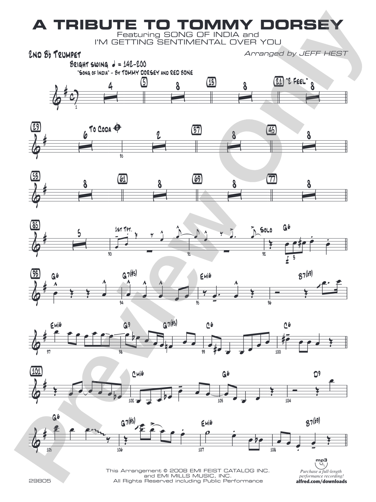 A Tribute to Tommy Dorsey: 2nd B-flat Trumpet