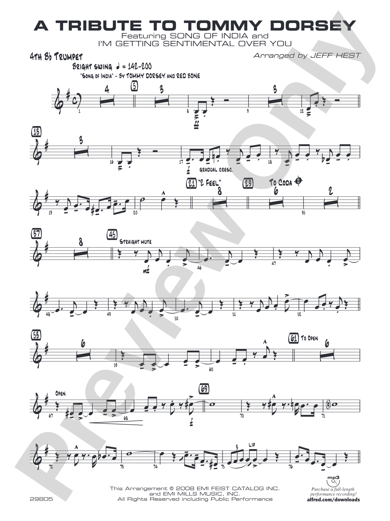 A Tribute to Tommy Dorsey: 4th B-flat Trumpet