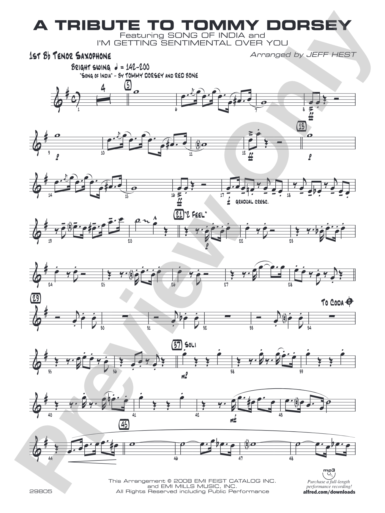 A Tribute to Tommy Dorsey: B-flat Tenor Saxophone