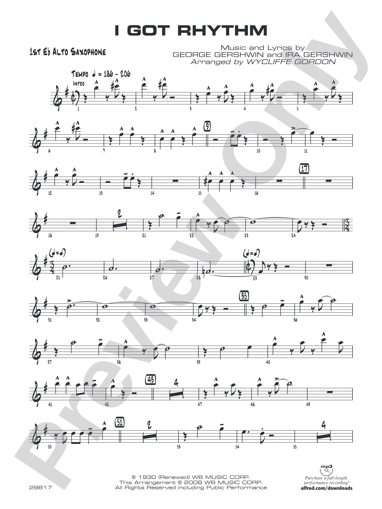 I Got Rhythm: E-flat Alto Saxophone