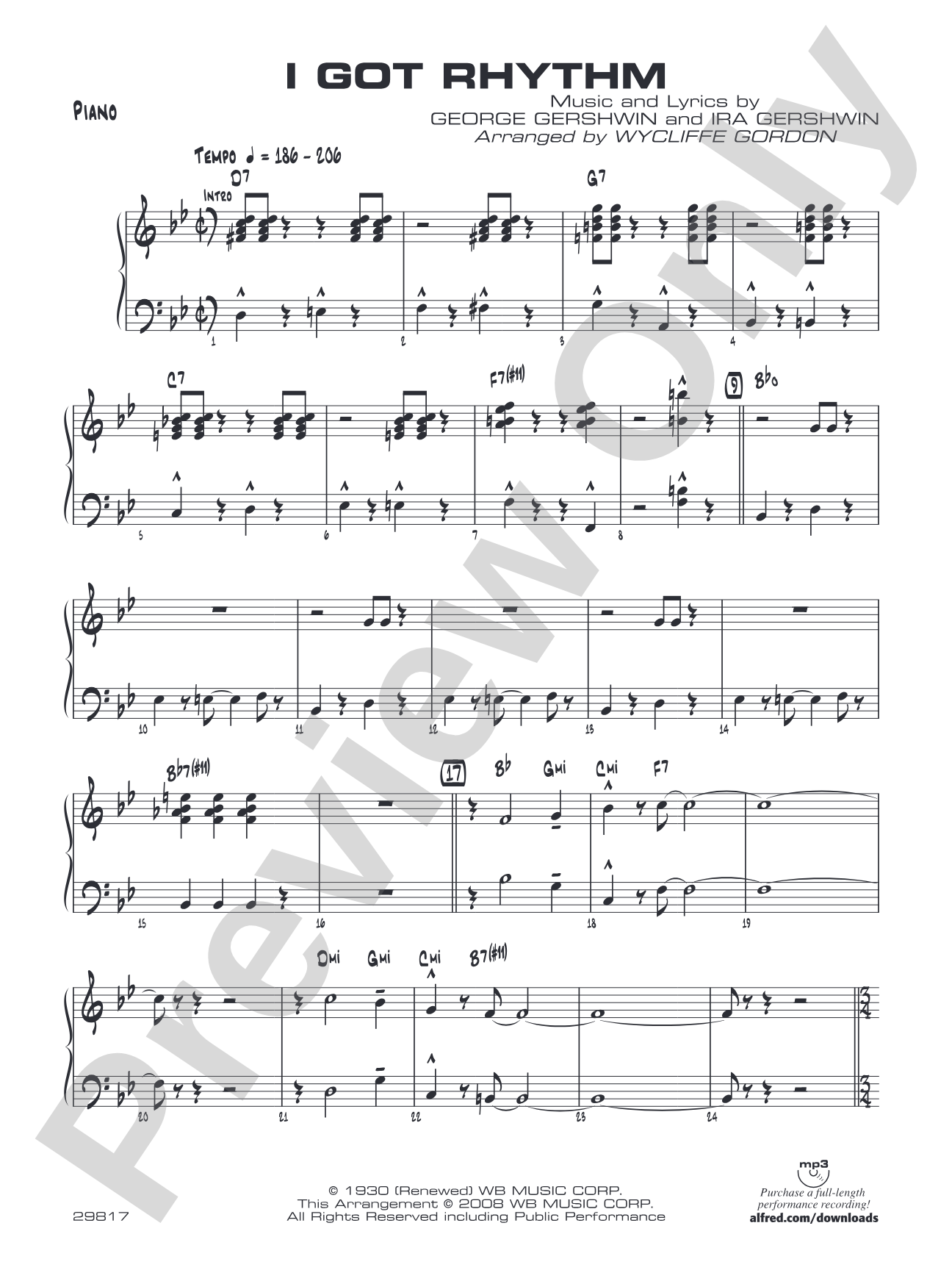 I Got Rhythm: Piano Accompaniment