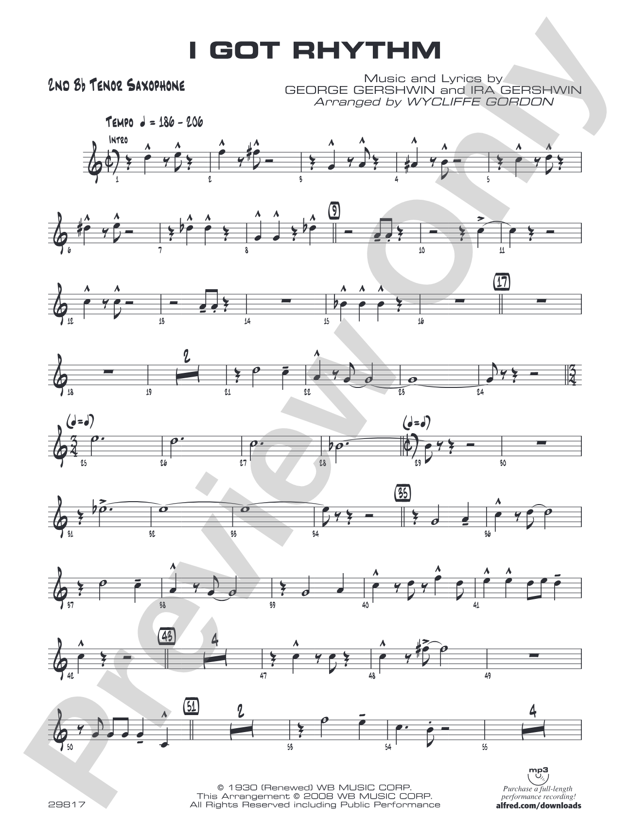 I Got Rhythm: 2nd B-flat Tenor Saxophone