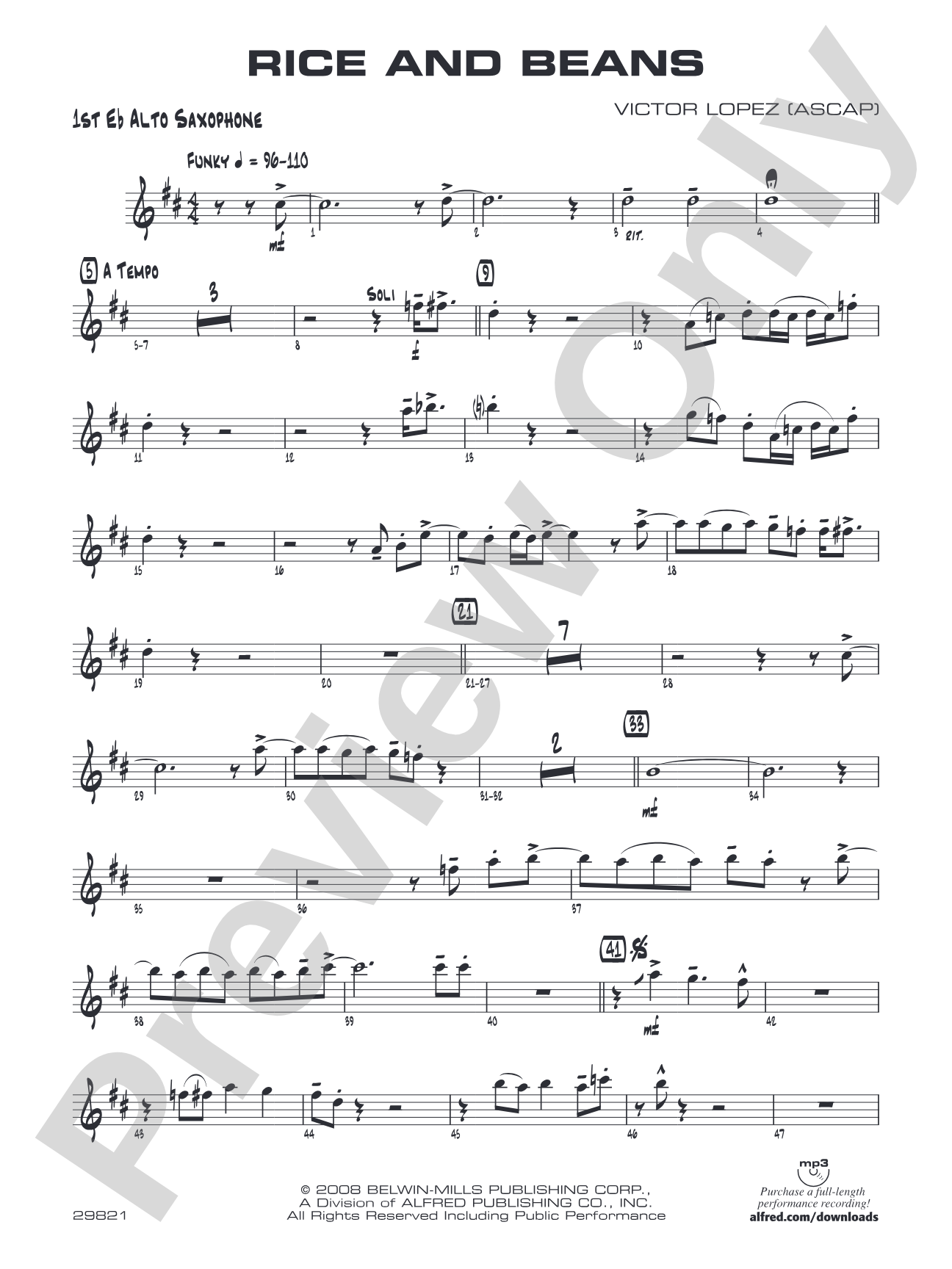 Rice and Beans: E-flat Alto Saxophone