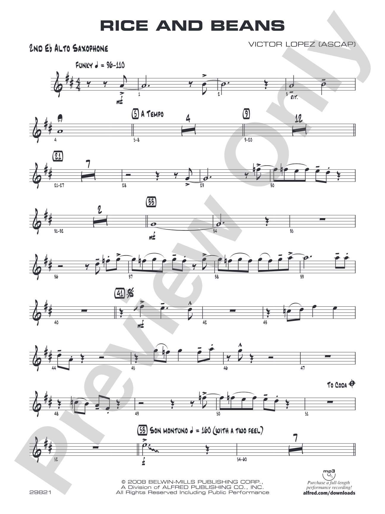 Rice and Beans: 2nd E-flat Alto Saxophone