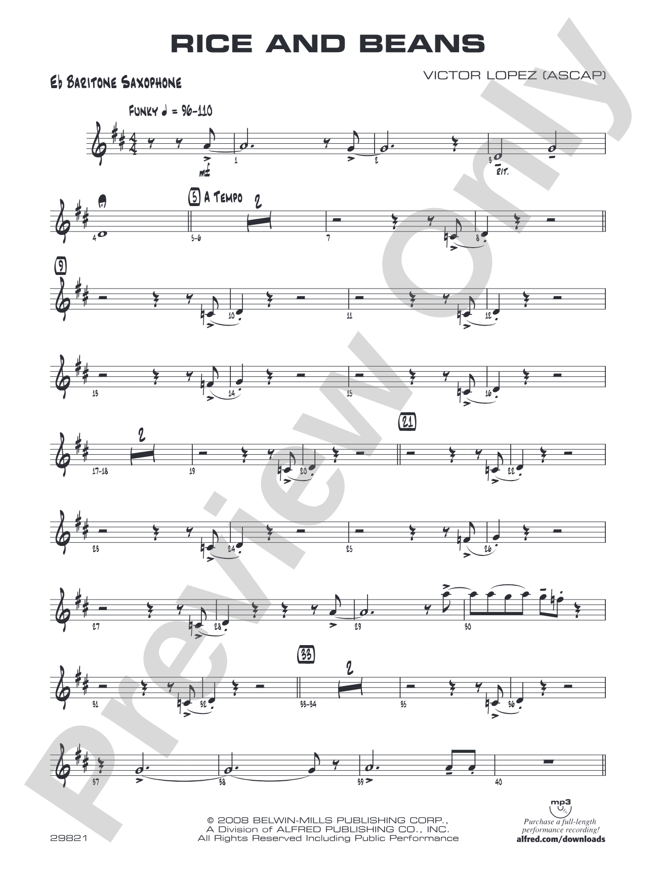Rice and Beans: E-flat Baritone Saxophone