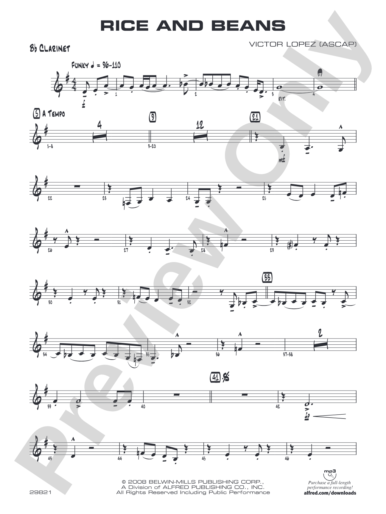 Rice and Beans: 1st B-flat Clarinet