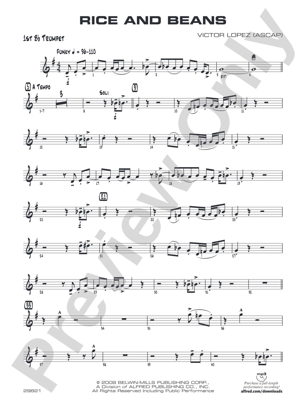 Rice and Beans: 1st B-flat Trumpet