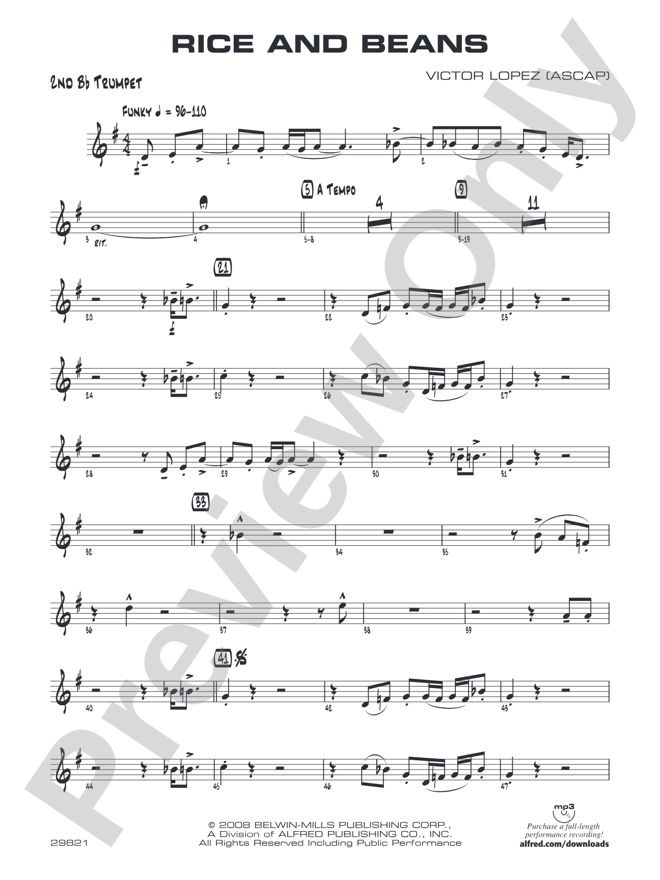 Rice and Beans: 2nd B-flat Trumpet