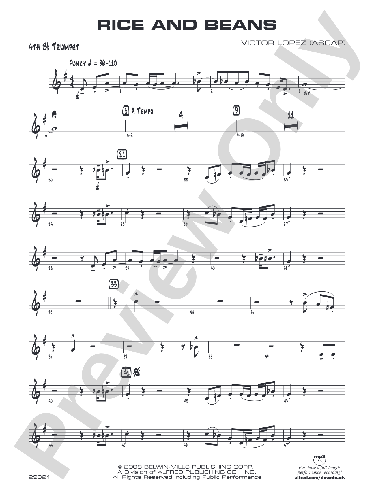 Rice and Beans: 4th B-flat Trumpet