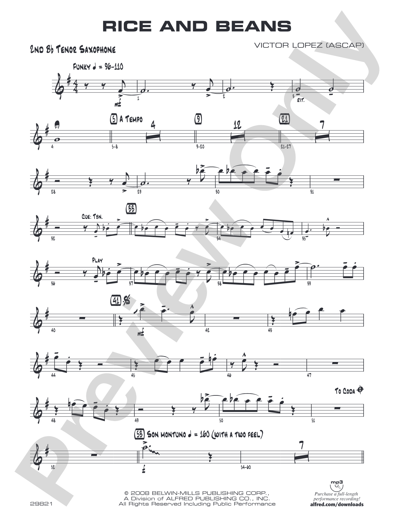 Rice and Beans: 2nd B-flat Tenor Saxophone