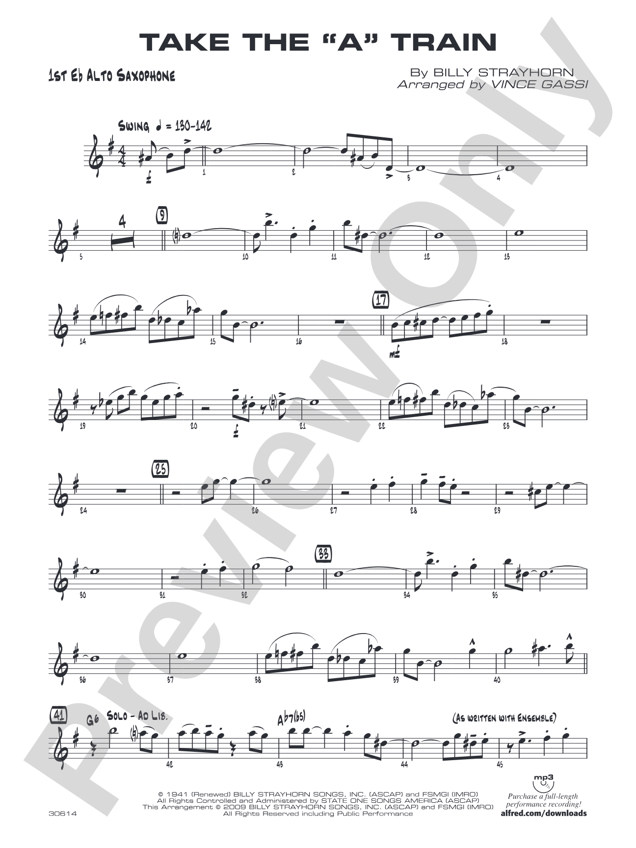 Take the "A" Train: E-flat Alto Saxophone