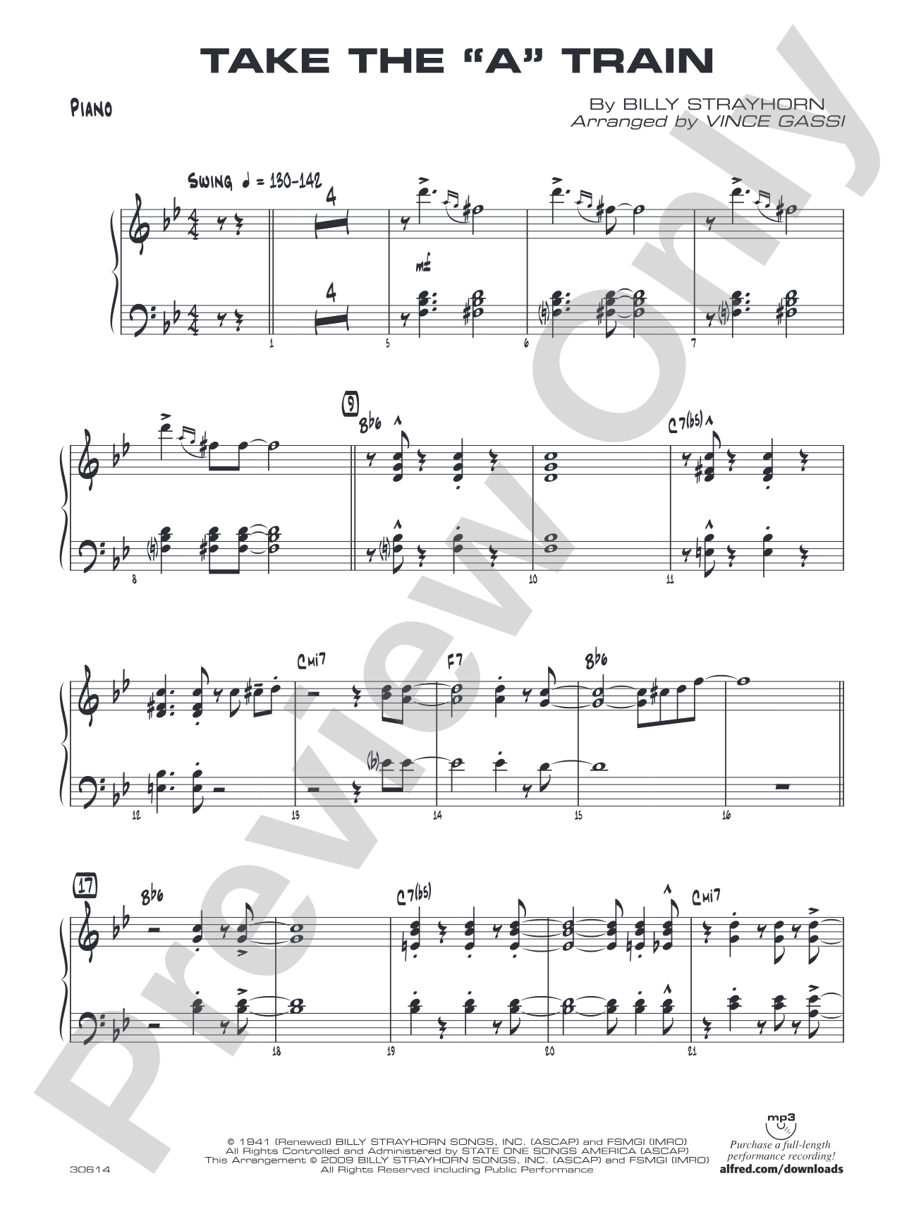 Take the "A" Train: Piano Accompaniment