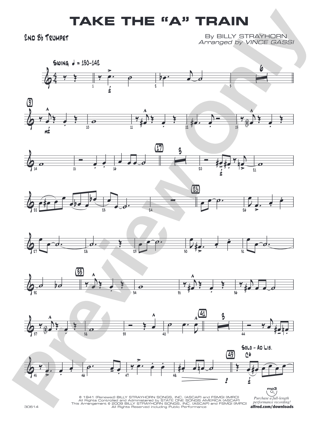 Take the "A" Train: 2nd B-flat Trumpet