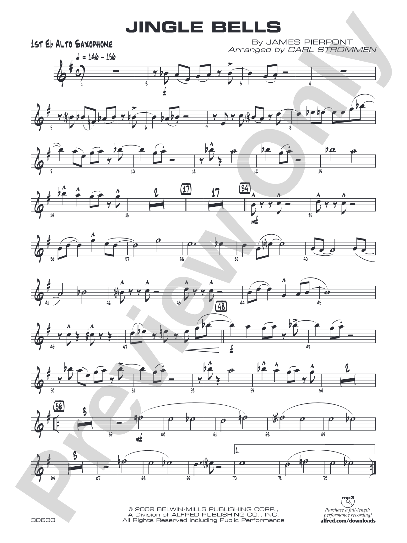 Jingle Bells: E-flat Alto Saxophone