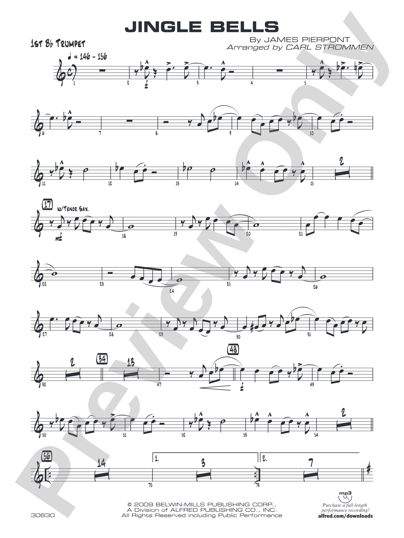 Jingle Bells: 1st B-flat Trumpet