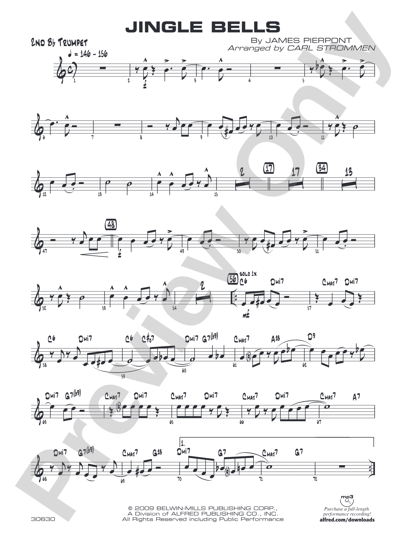 Jingle Bells: 2nd B-flat Trumpet