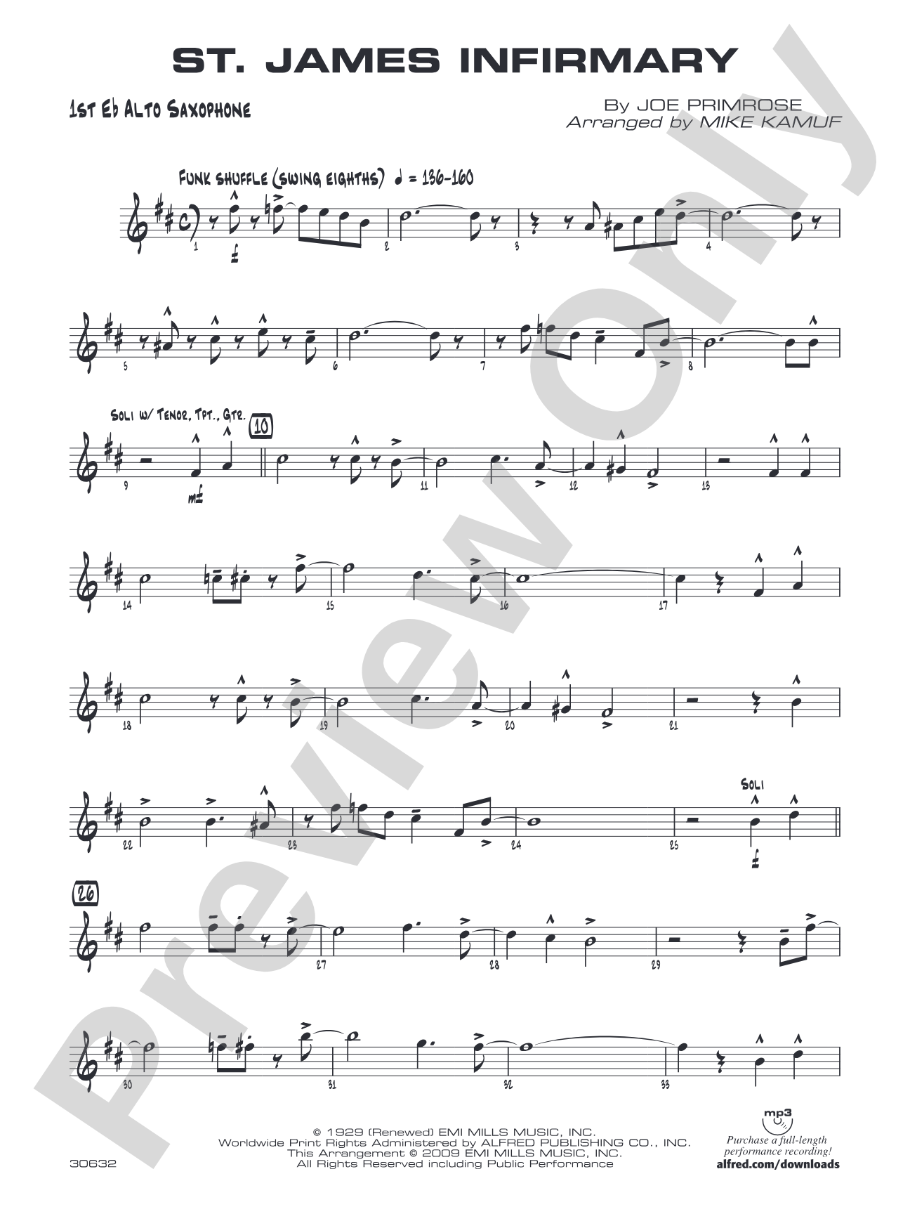 St. James Infirmary: E-flat Alto Saxophone