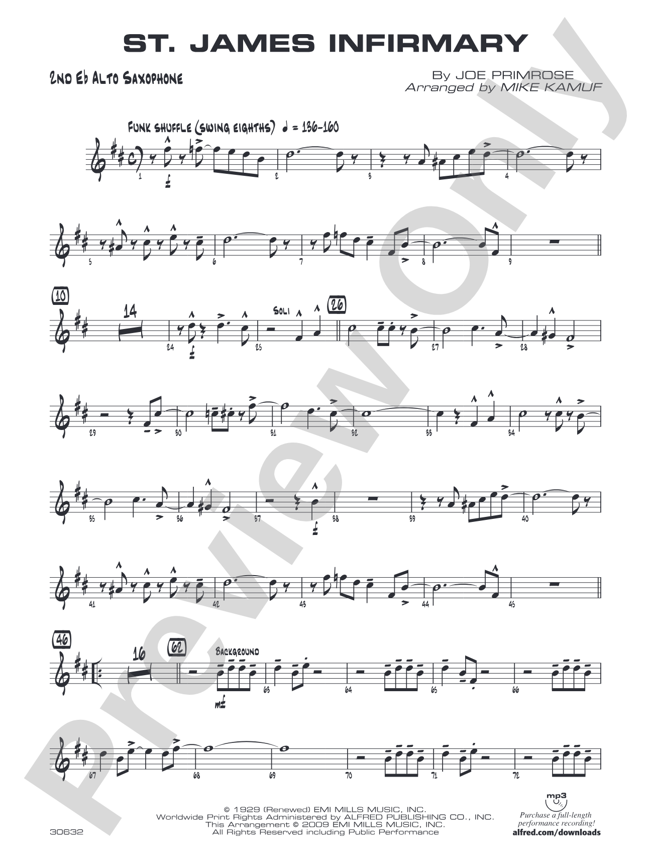 St. James Infirmary: 2nd E-flat Alto Saxophone