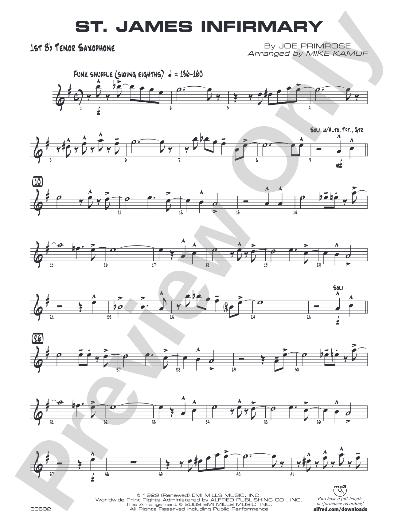 St. James Infirmary: B-flat Tenor Saxophone