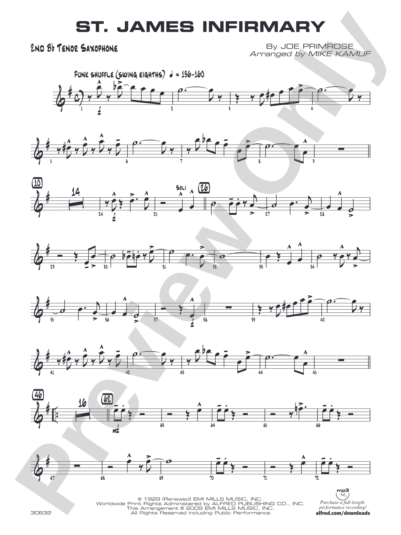 St. James Infirmary: 2nd B-flat Tenor Saxophone