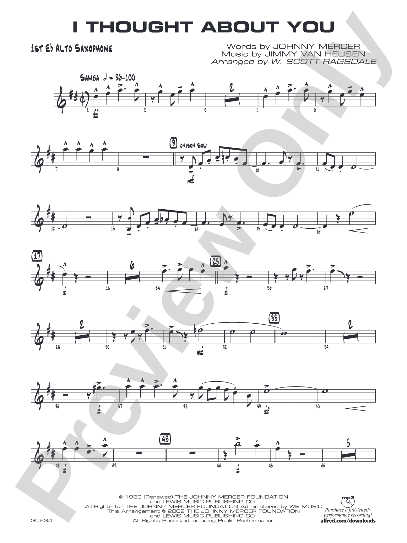 I Thought About You: E-flat Alto Saxophone