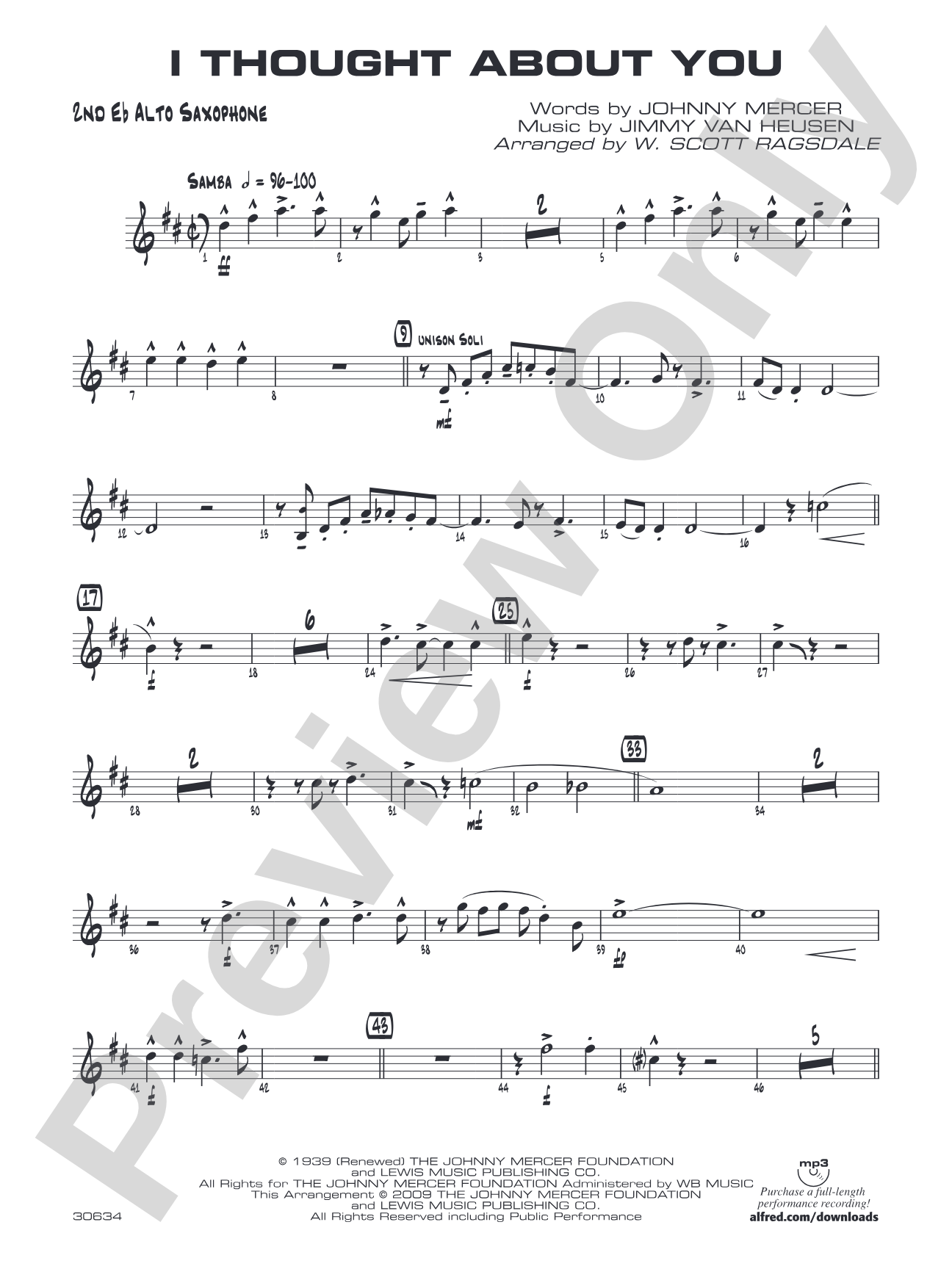 I Thought About You: 2nd E-flat Alto Saxophone