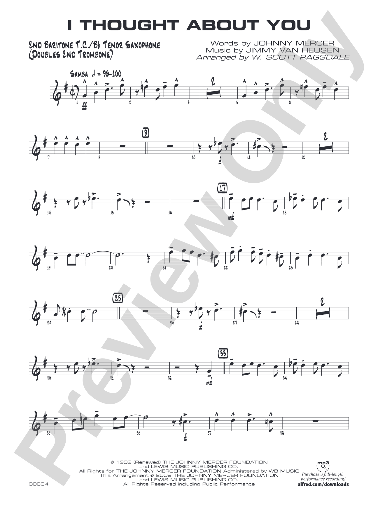 I Thought About You: 2nd Baritone T.C.