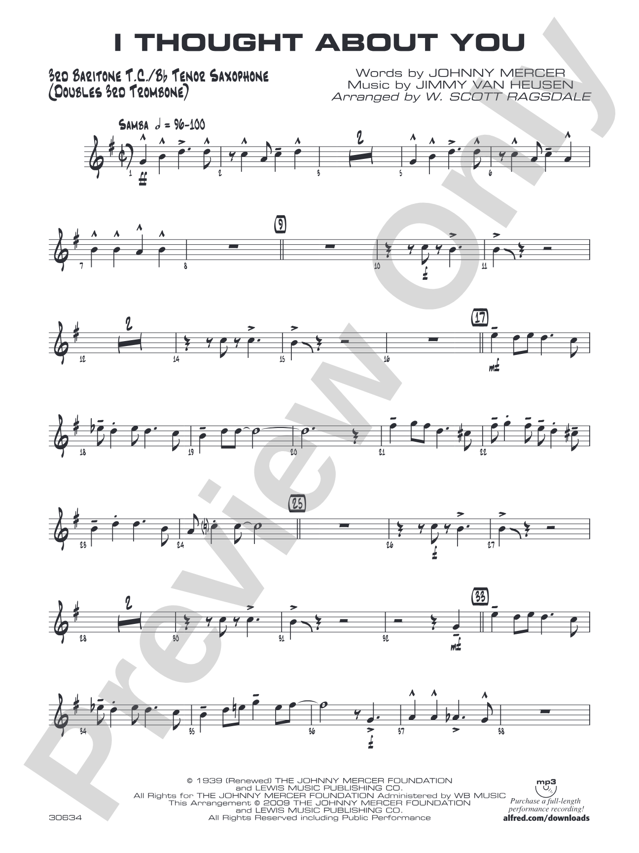 I Thought About You: 3rd Baritone T.C.